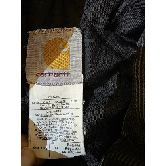 Carhartt Navy Blue 2005 Duck Jacket With Corduroy Collar Men’s Size 44/Large - Picture 10 of 11
